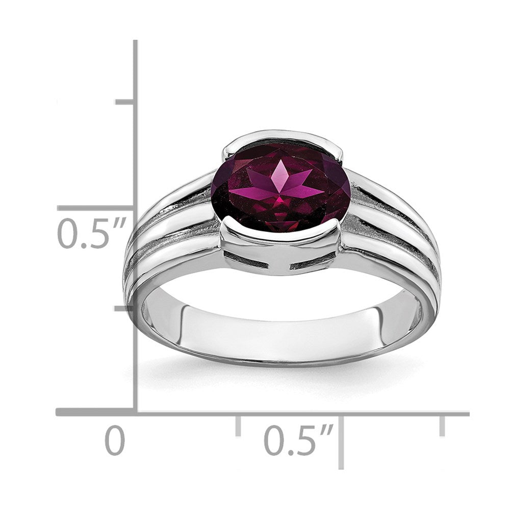 14k White Gold 8x6mm Oval Rhodolite Garnet ring