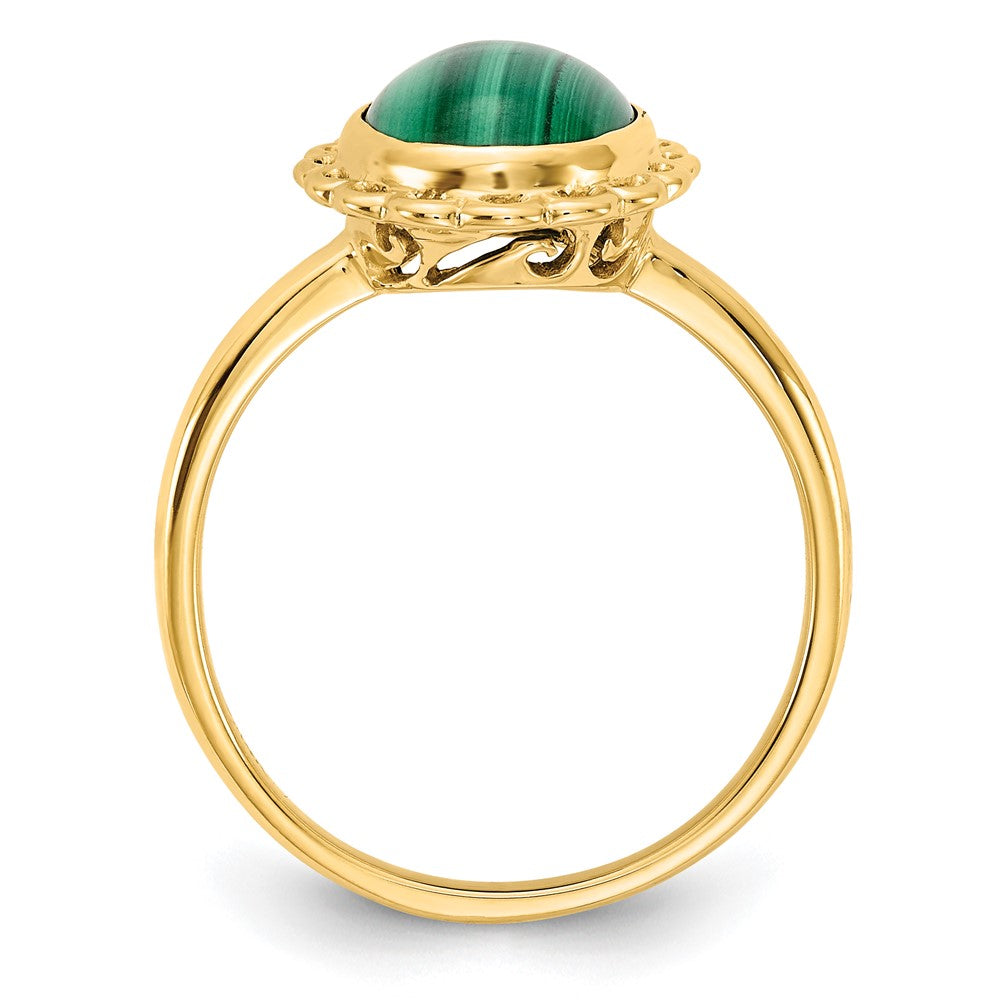 14K Yellow Gold Malachite Cabochon Ring