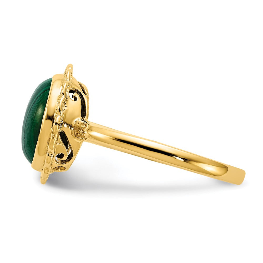 14K Yellow Gold Malachite Cabochon Ring