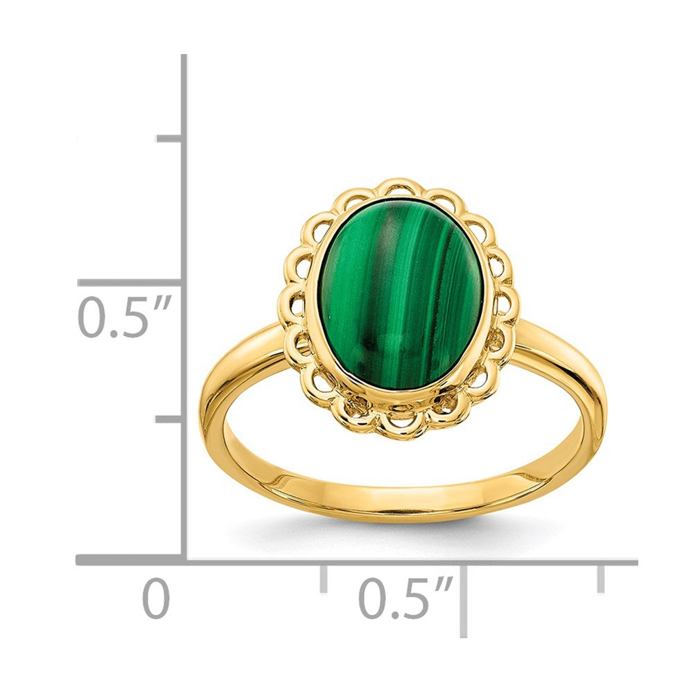 14K Yellow Gold Malachite Cabochon Ring