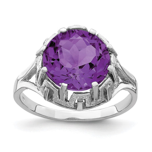 14k White Gold 10mm Amethyst ring