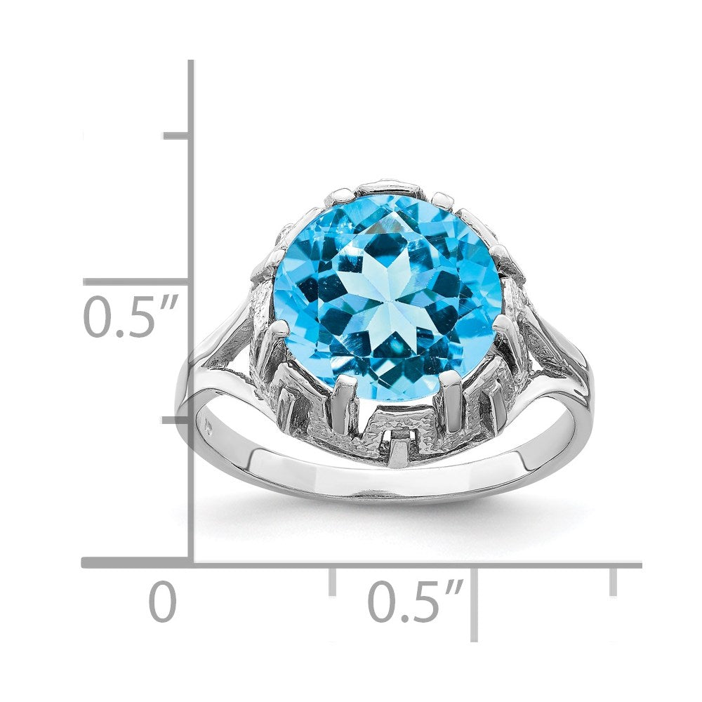 14k White Gold 10mm Blue Topaz ring