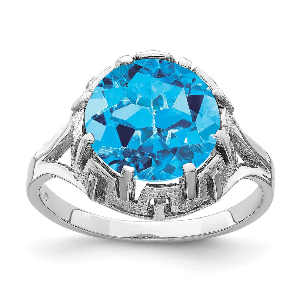 14k White Gold 10mm Blue Topaz ring