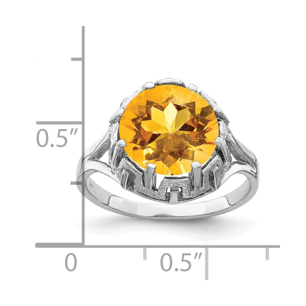 14k White Gold 10mm Citrine ring