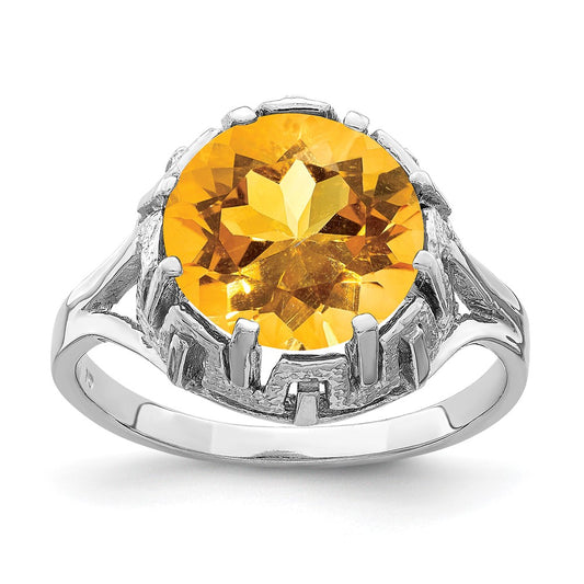 14k White Gold 10mm Citrine ring