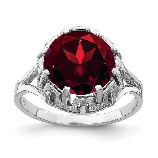 14k White Gold 10mm Garnet ring