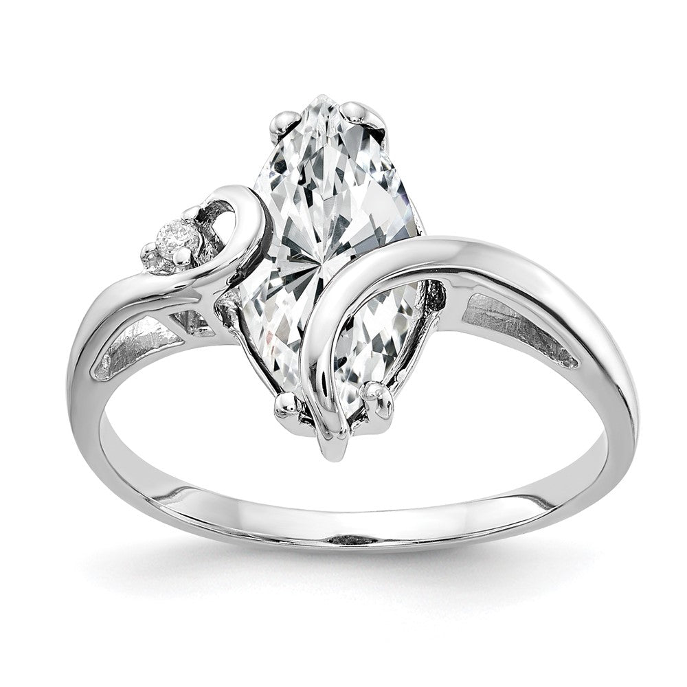 14k White Gold 12x6mm Marquise Cubic Zirconia AAA Diamond ring