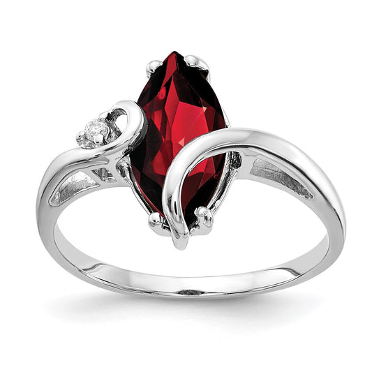 14k White Gold 12x6mm Marquise Garnet A Real Diamond ring