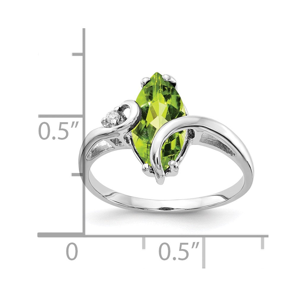 14k White Gold 12x6mm Marquise Peridot AA Diamond ring