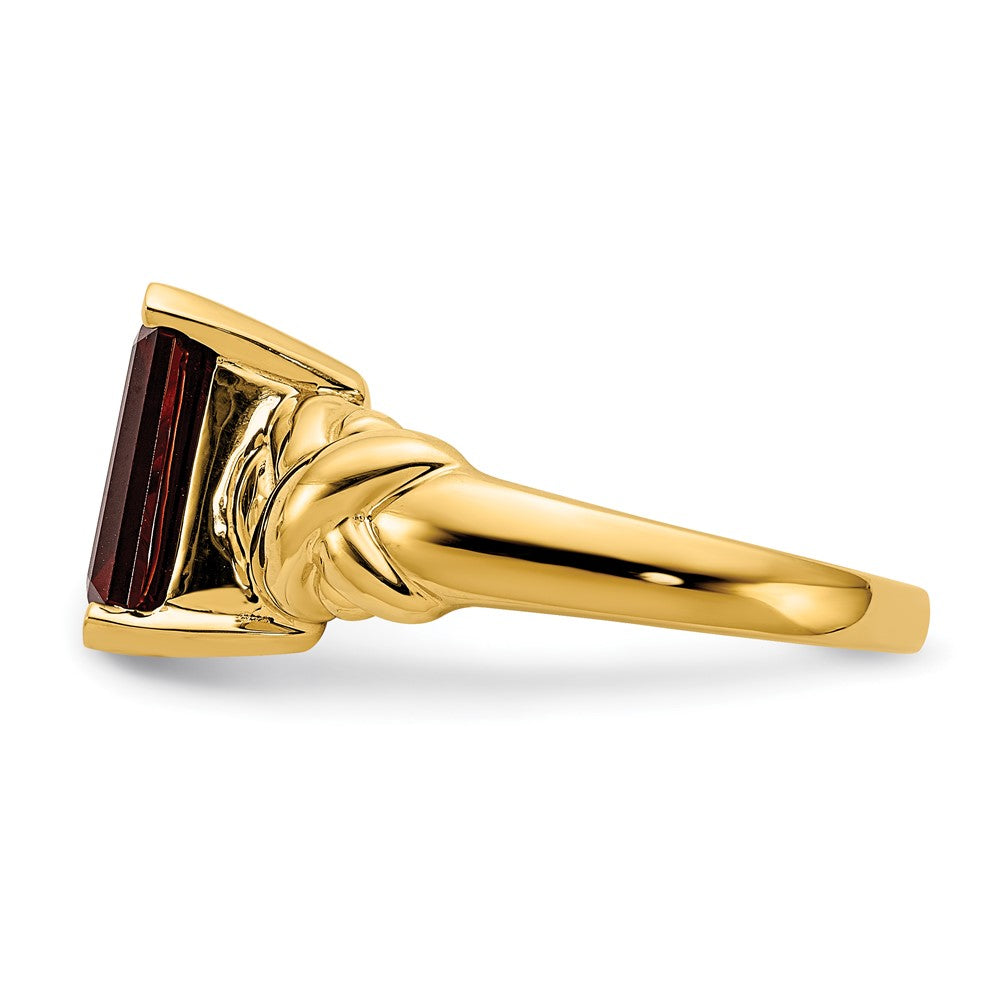 14K Yellow Gold 11x9mm Emerald Cut Garnet ring