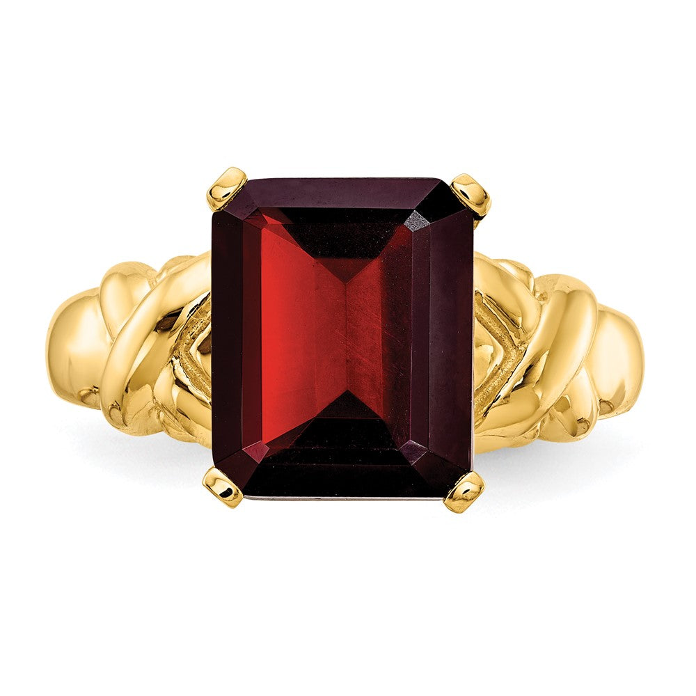 14K Yellow Gold 11x9mm Emerald Cut Garnet ring