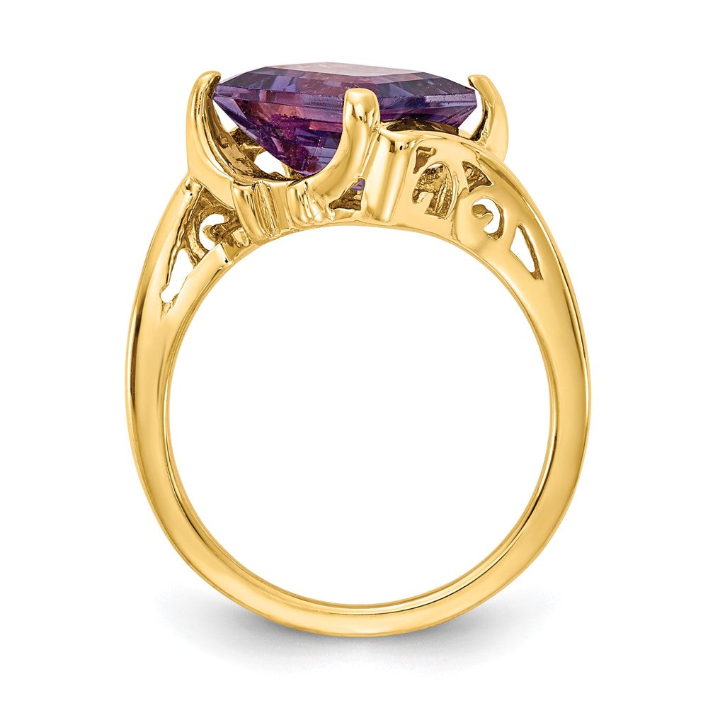 14K Yellow Gold 10x8mm Emerald Cut Amethyst ring