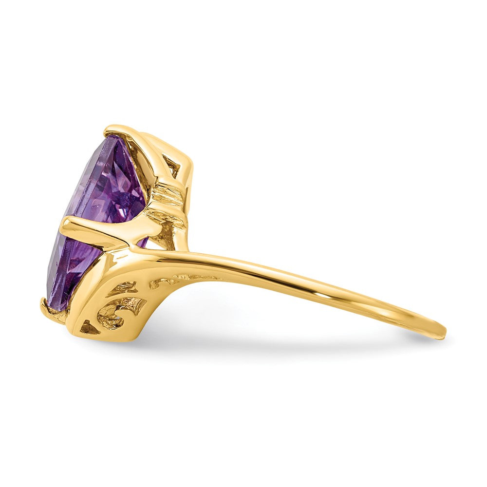 14K Yellow Gold 10x8mm Emerald Cut Amethyst ring