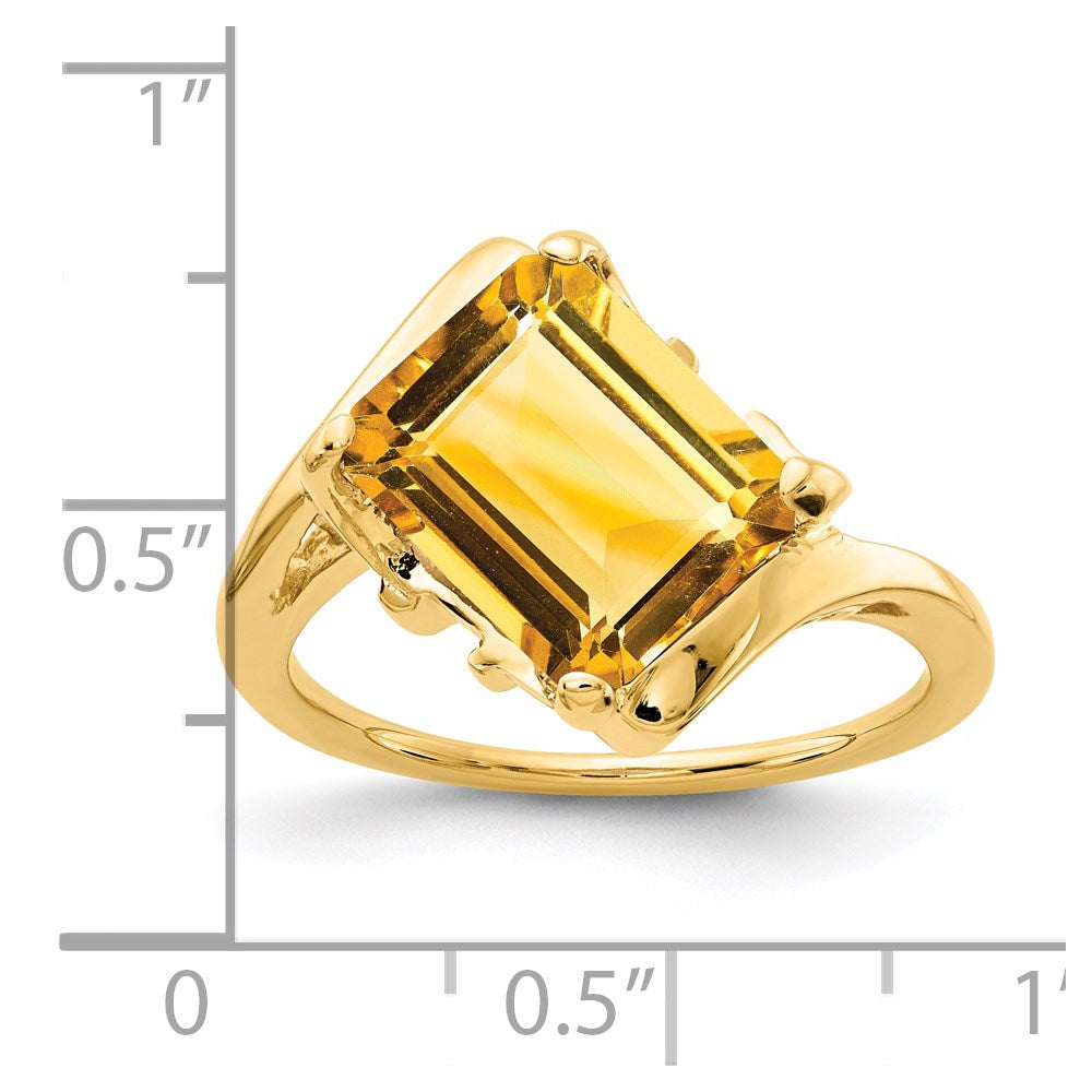 14K Yellow Gold 10x8mm Emerald Cut Citrine ring