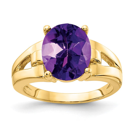 14K Yellow Gold 11x9mm Oval Amethyst ring