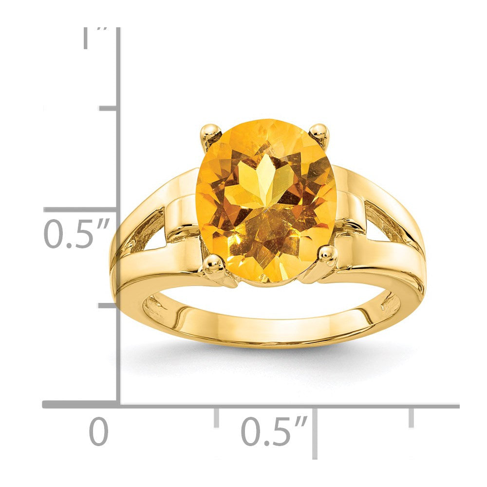 14K Yellow Gold 11x9mm Oval Citrine ring