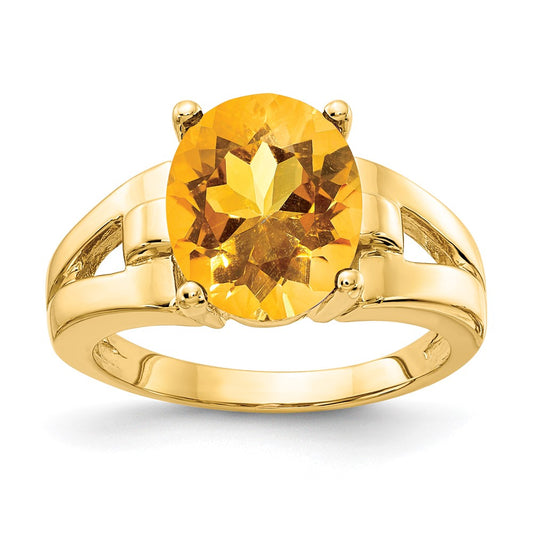 14K Yellow Gold 11x9mm Oval Citrine ring