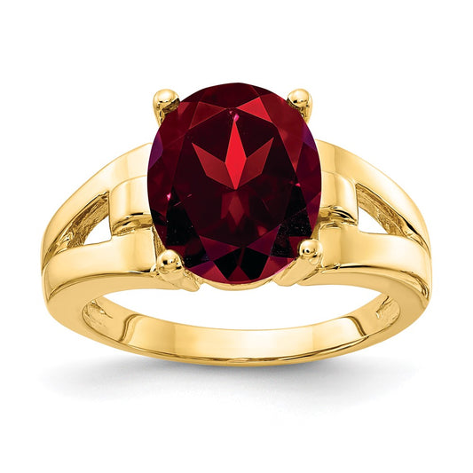 14K Yellow Gold 11x9mm Oval Garnet ring