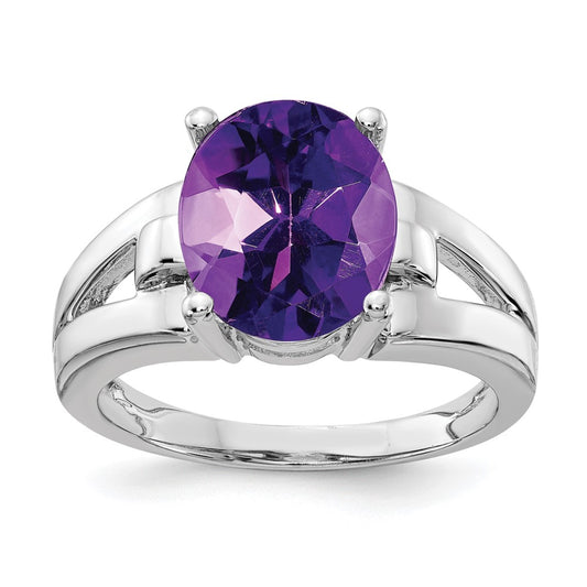 14k White Gold 11x9mm Oval Amethyst ring