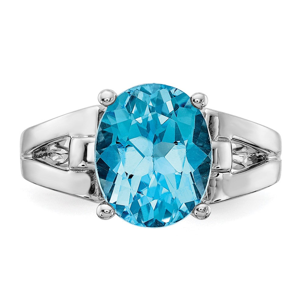 14k White Gold 11x9mm Oval Blue Topaz ring