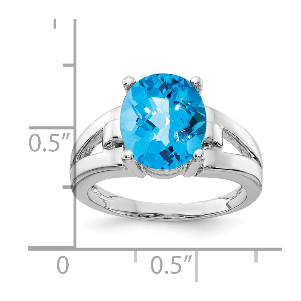 14k White Gold 11x9mm Oval Blue Topaz ring