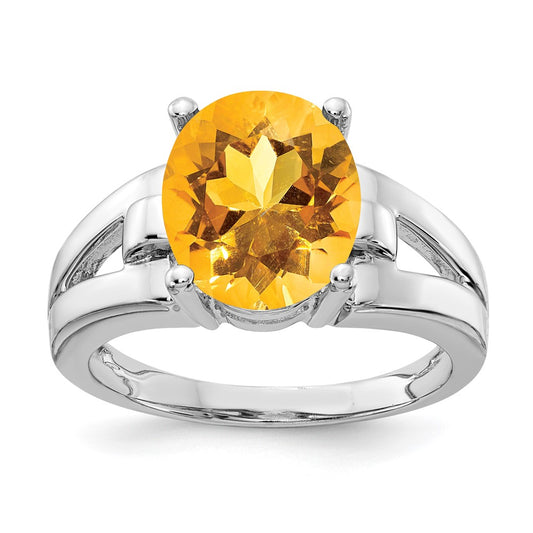 14k White Gold 11x9mm Oval Citrine ring