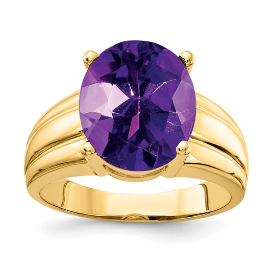 14K Yellow Gold 12x10mm Oval Amethyst ring