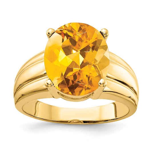 14K Yellow Gold 12x10mm Oval Citrine ring