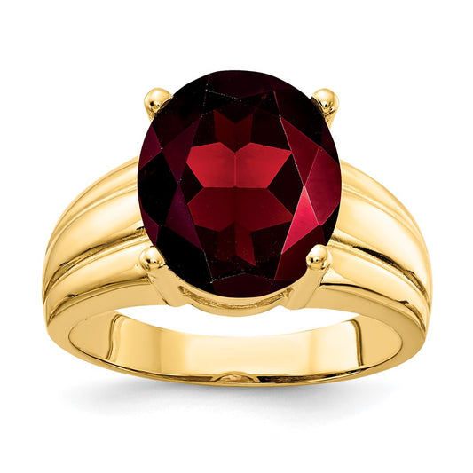 14K Yellow Gold 12x10mm Oval Garnet ring