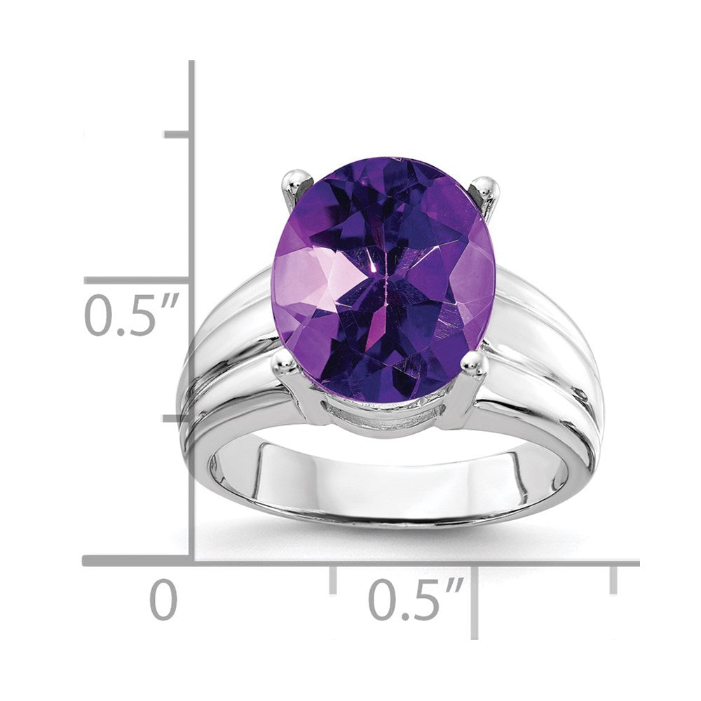 14k White Gold 12x10mm Oval Amethyst ring