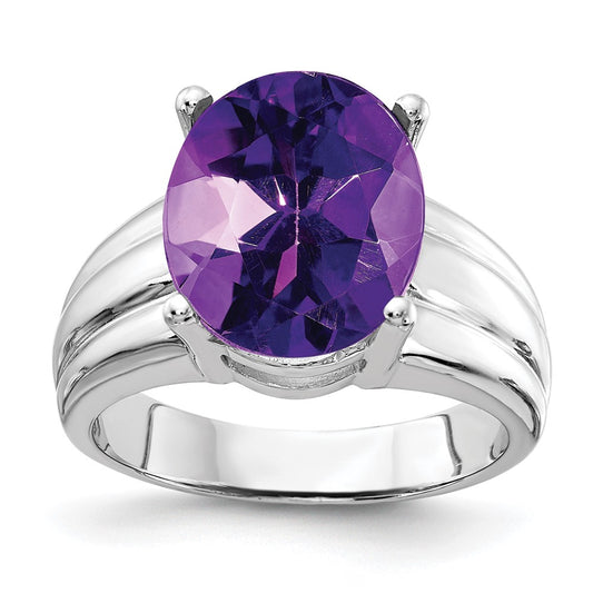 14k White Gold 12x10mm Oval Amethyst ring