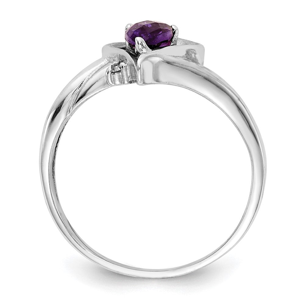 14k White Gold 6x4mm Pear Amethyst Checker A Real Diamond ring