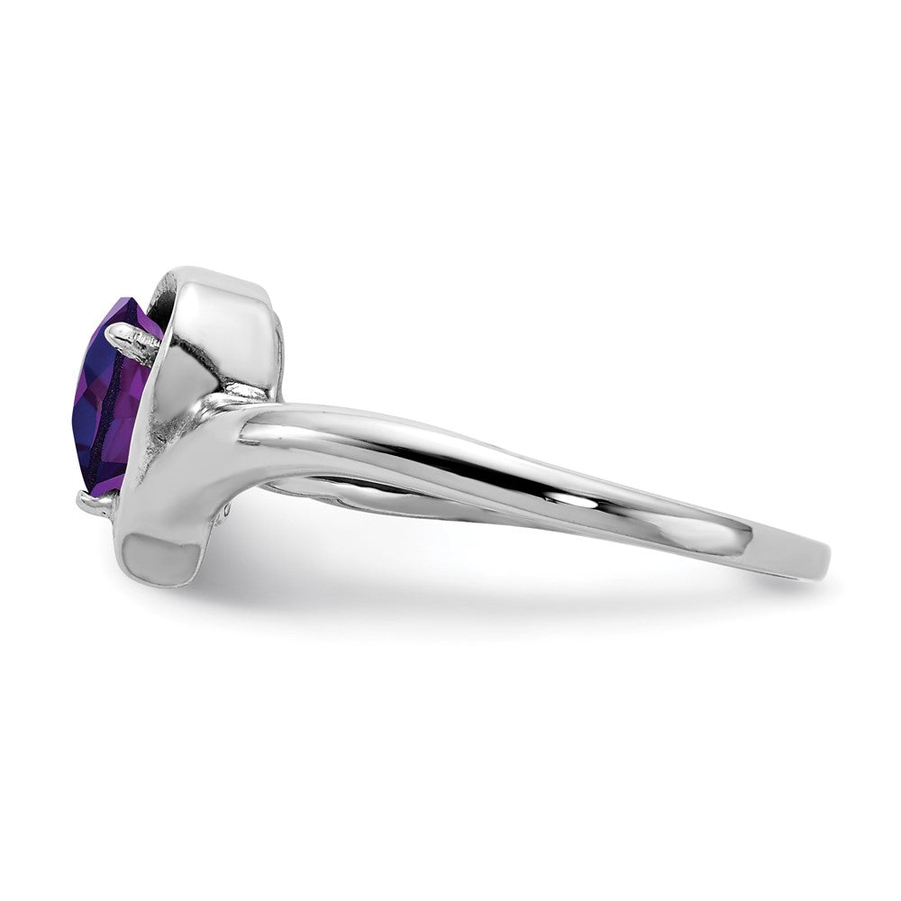 14k White Gold 6x4mm Pear Amethyst Checker A Real Diamond ring