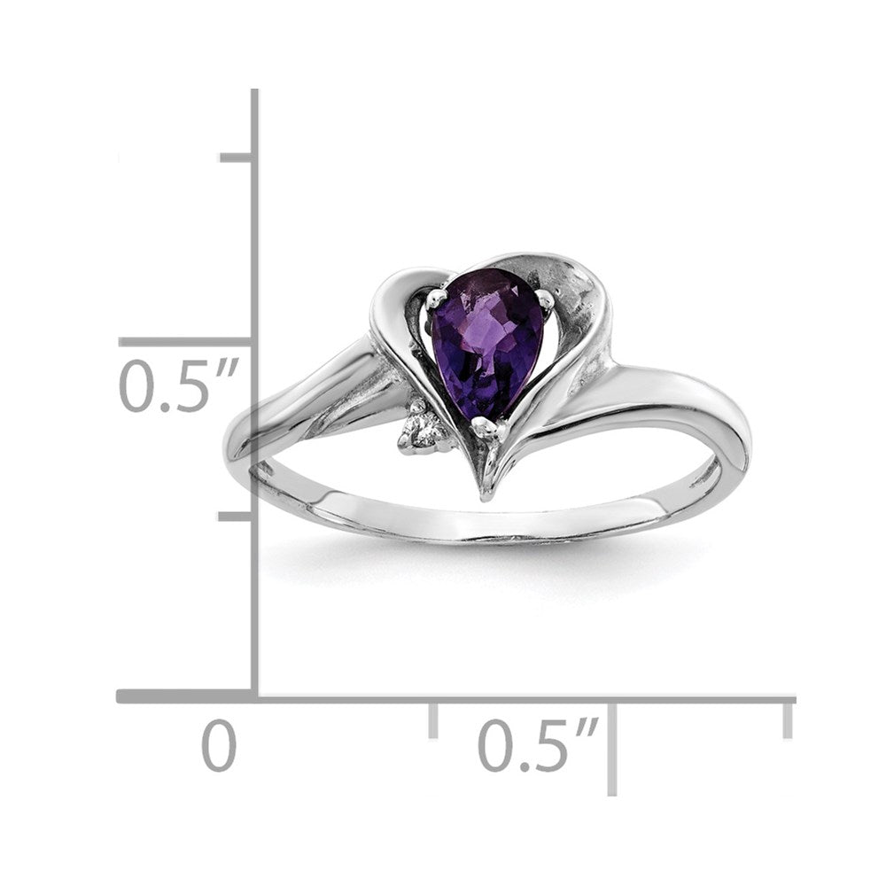 14k White Gold 6x4mm Pear Amethyst Checker A Real Diamond ring