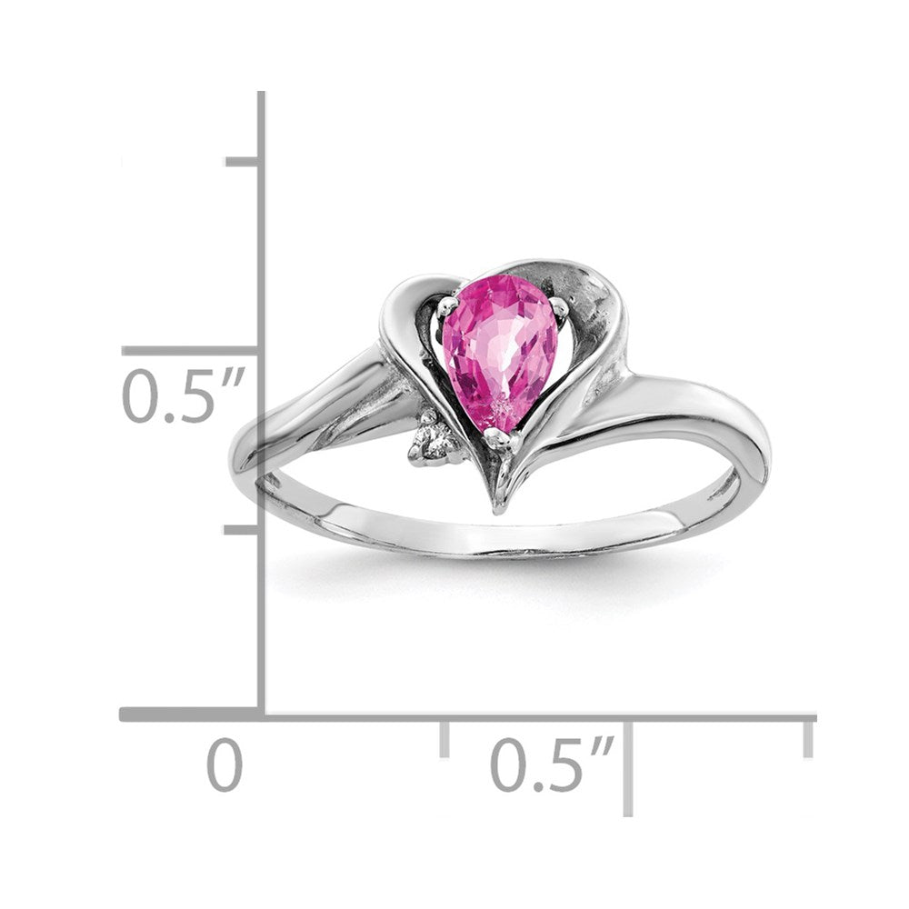 14k White Gold 6x4mm Pear Pink Sapphire AAA Diamond ring