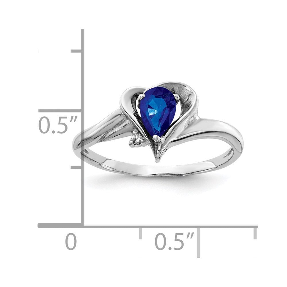 14k White Gold 6x4mm Pear Sapphire VS Diamond ring