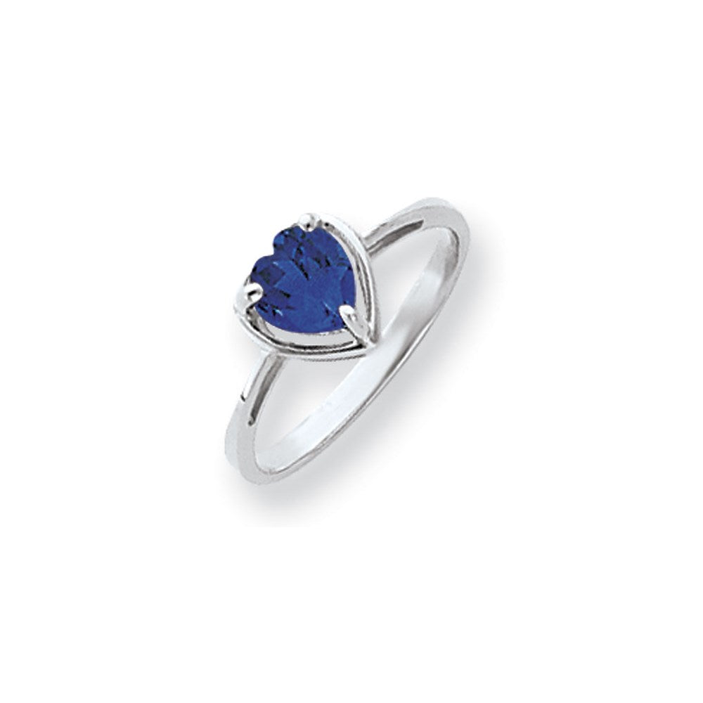 14k White Gold 6mm Heart Sapphire ring