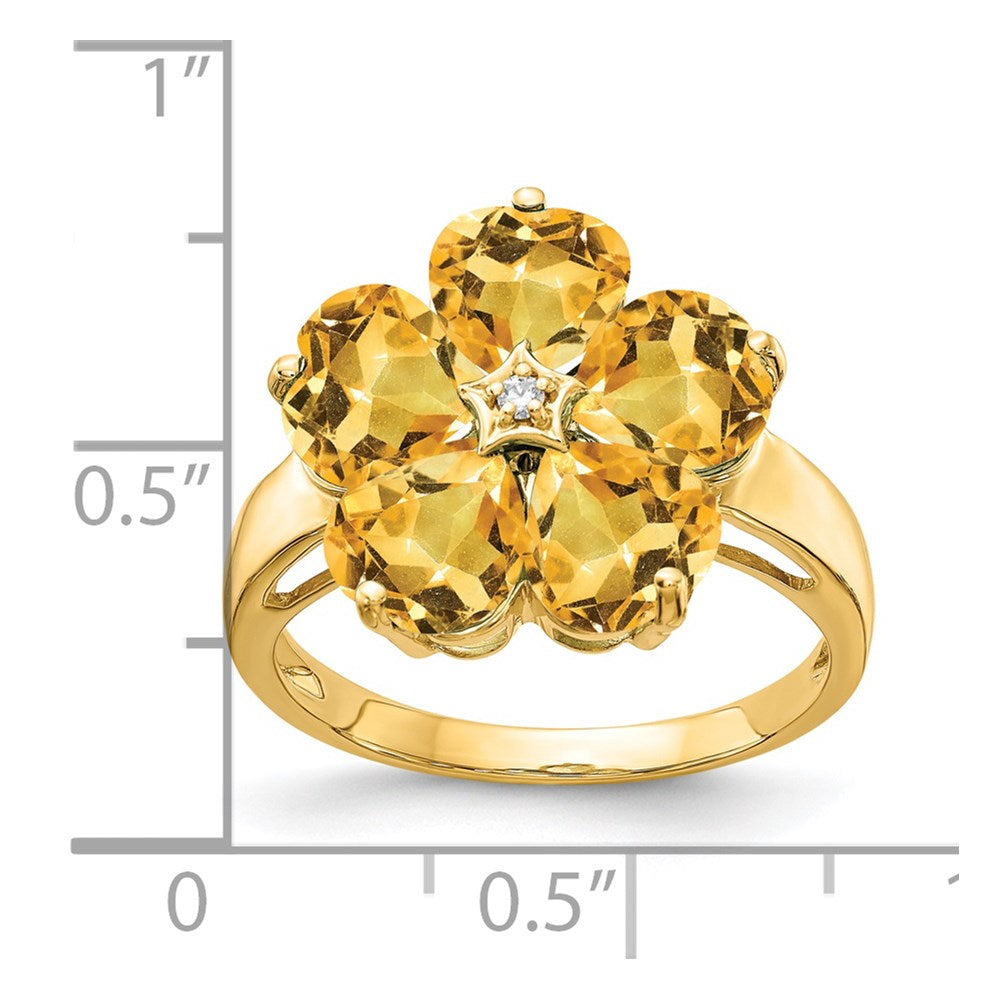 14k Yellow Gold 6mm Heart Citrine VS Diamond ring