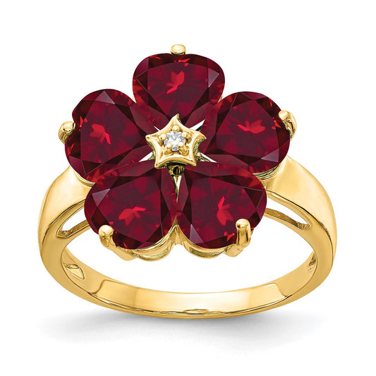 14K Yellow Gold 6mm Heart Created Ruby A Real Diamond ring