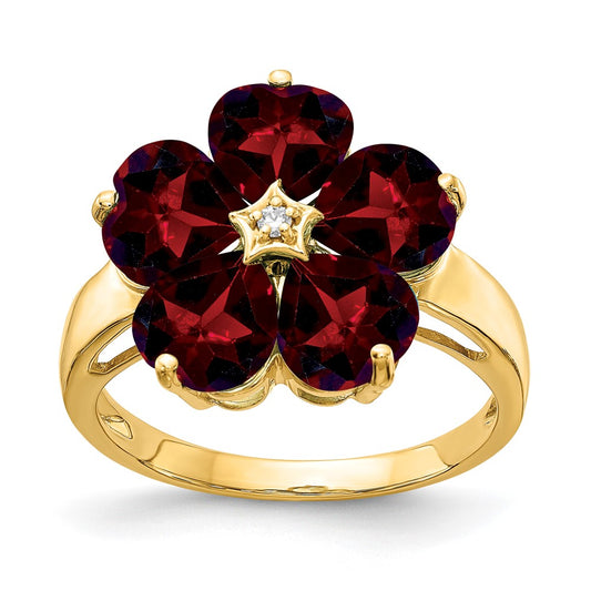 14k Yellow Gold 6mm Heart Garnet AA Diamond ring