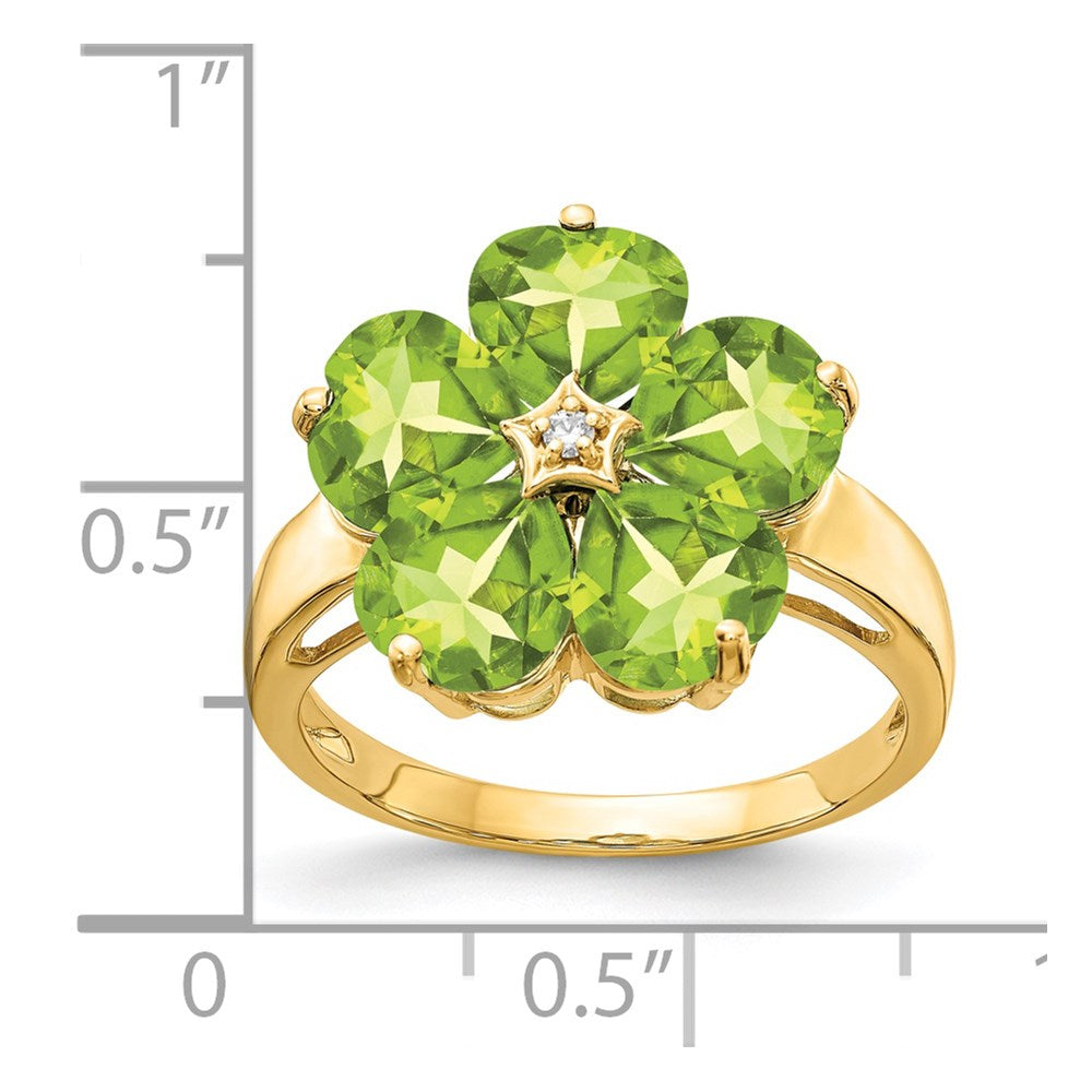 14k Yellow Gold 6mm Heart Peridot AA Diamond ring