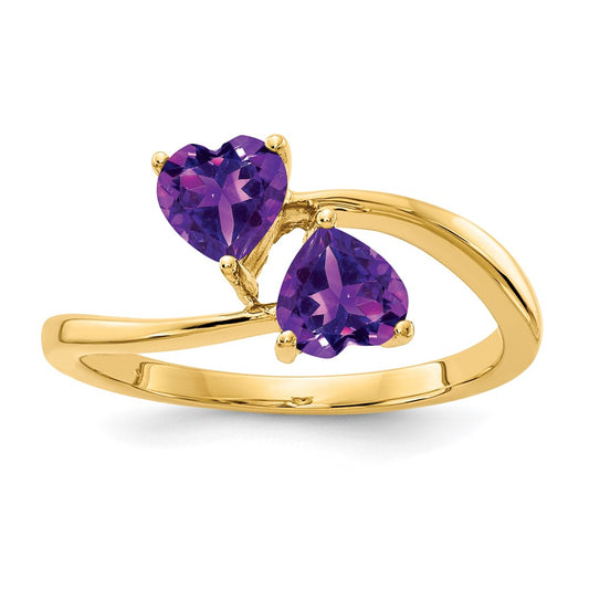 14K Yellow Gold 5mm Heart Amethyst ring