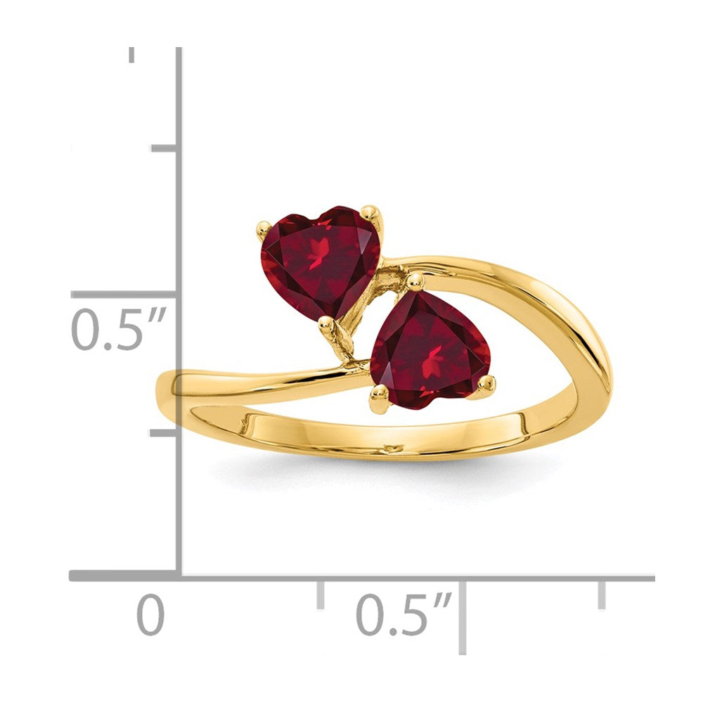 14K Yellow Gold 5mm Heart Created Ruby ring