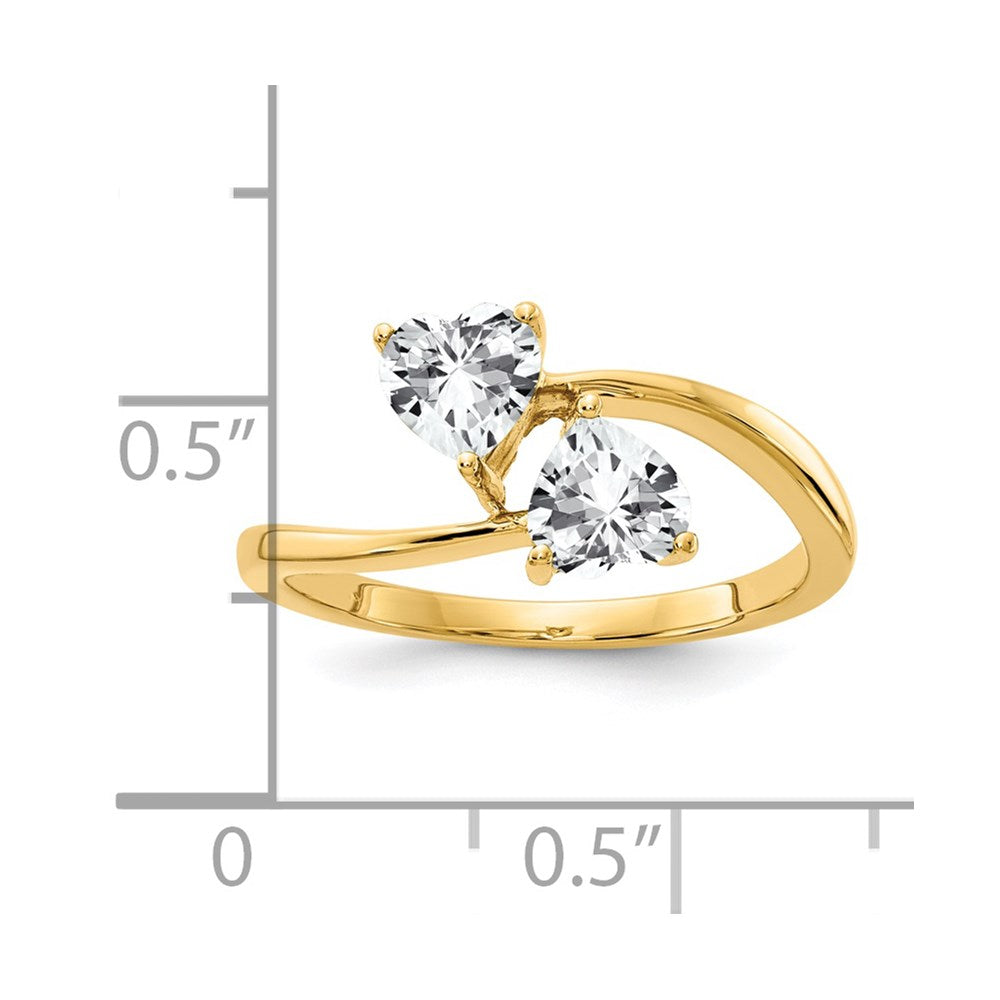 14K Yellow Gold 5mm Heart Cubic Zirconia ring