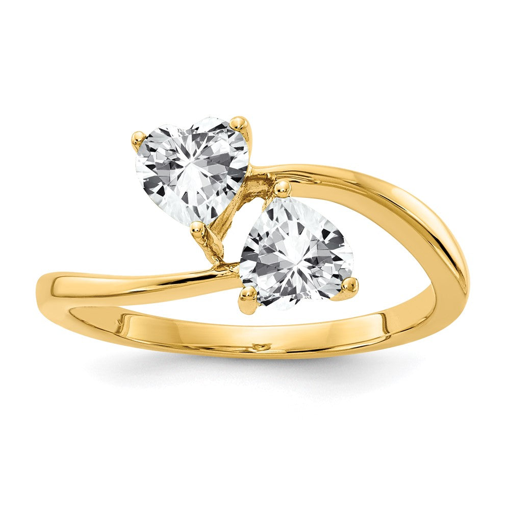 14K Yellow Gold 5mm Heart Cubic Zirconia ring