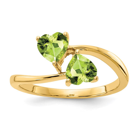 14K Yellow Gold 5mm Heart Peridot ring