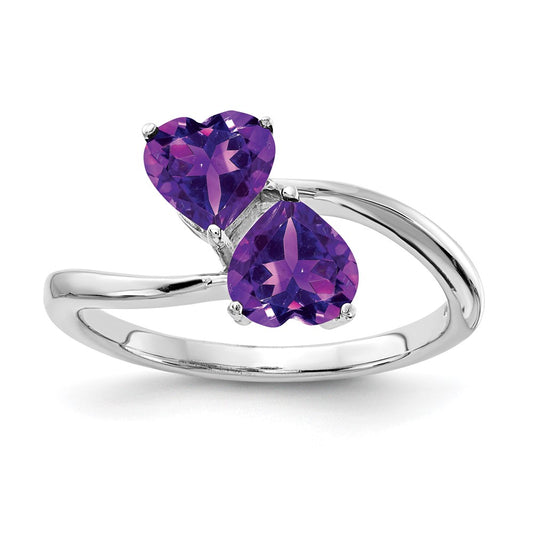 14k White Gold 5mm Heart Amethyst ring