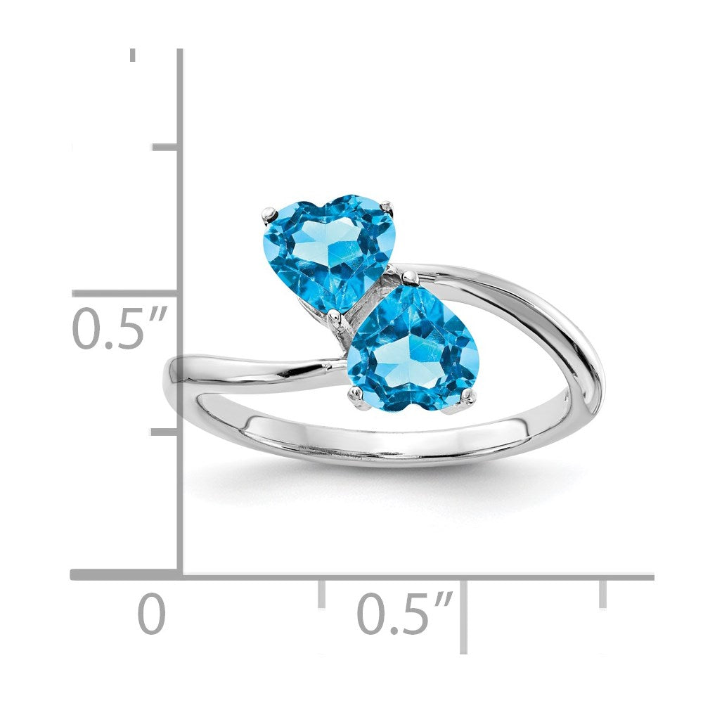 14k White Gold 5mm Heart Blue Topaz ring