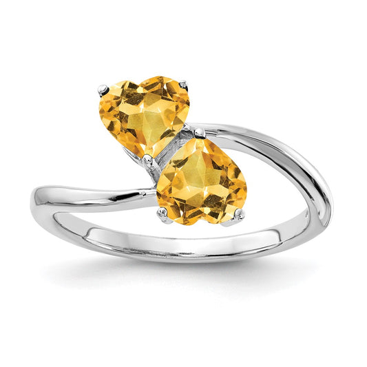 14k White Gold 5mm Heart Citrine ring