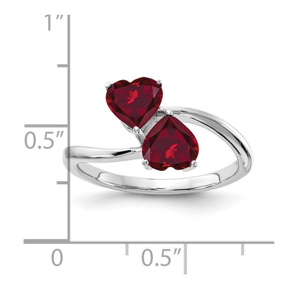 14k White Gold 5mm Heart Created Ruby ring